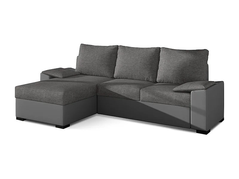 Canapé angle convertible et réversible simili gris et tissu gris foncé Luzo 245cm