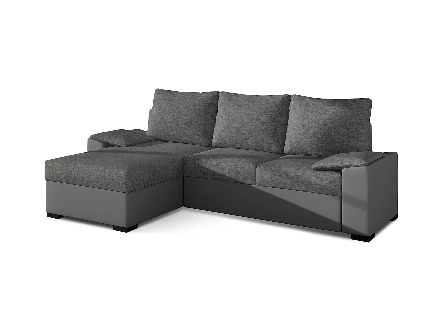 Canapé angle convertible et réversible simili gris et tissu gris foncé Luzo 245cm