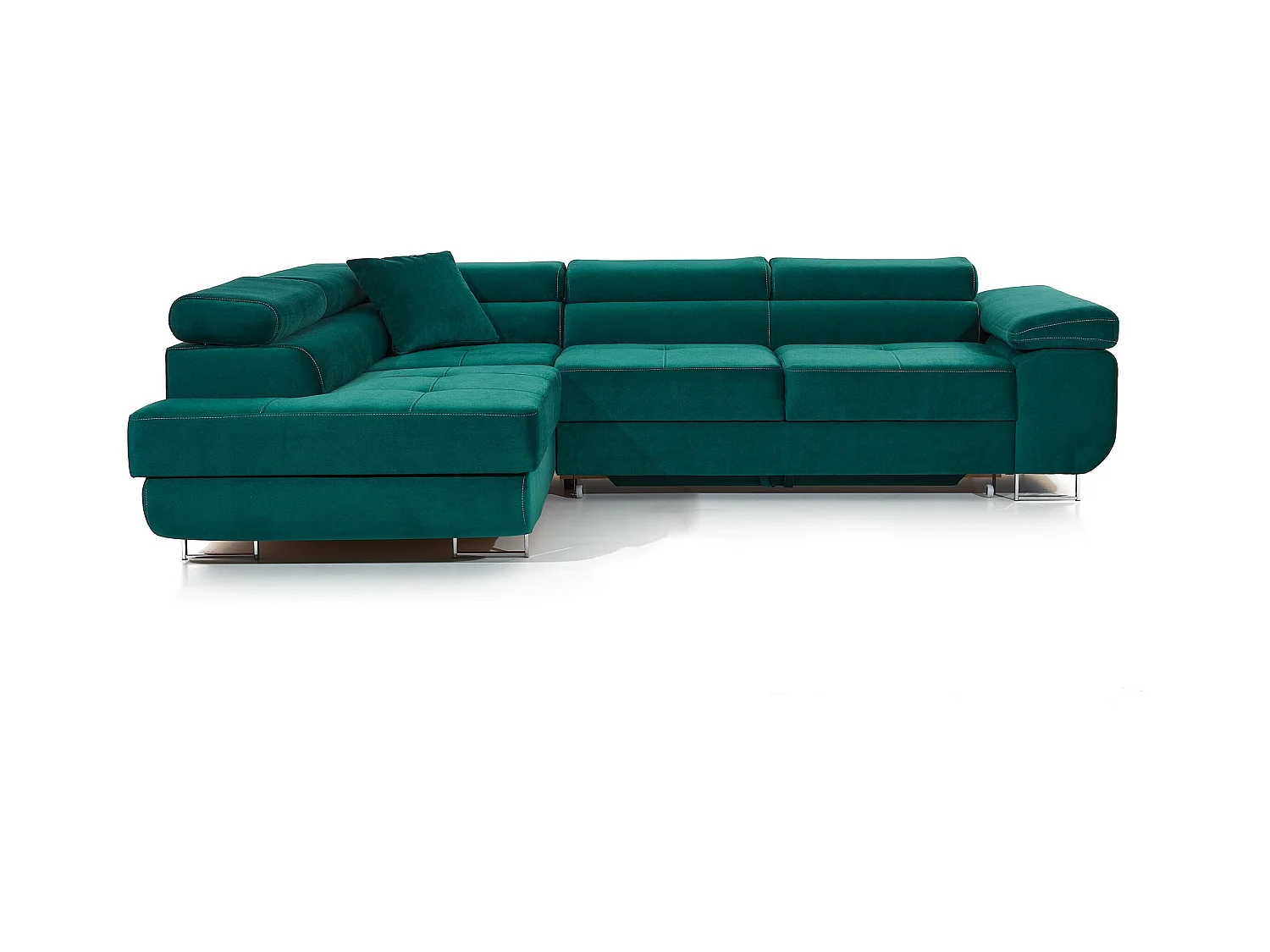 Canapé d'angle gauche convertible velours vert sapin Marka 275cm
