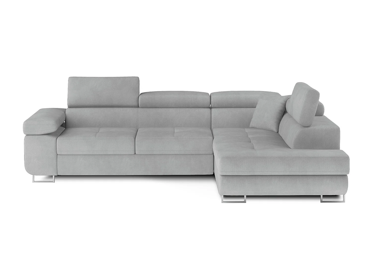 Sofá esquinero convertible en terciopelo con reposacabezas elevables - Colección Marka-Verde-Ángulo izquierdo