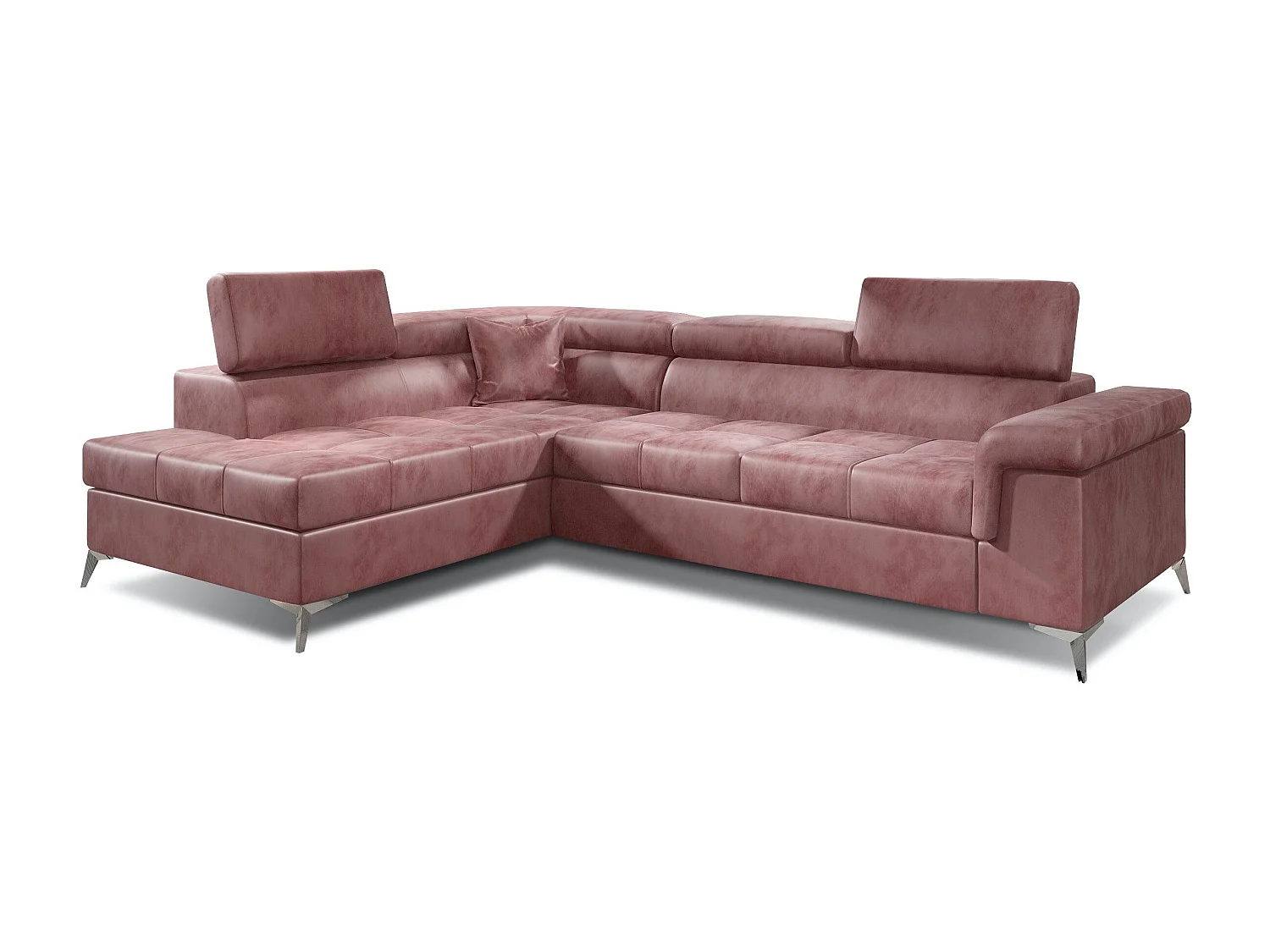 Canapé convertible d'angle gauche velours rose Marido 275cm