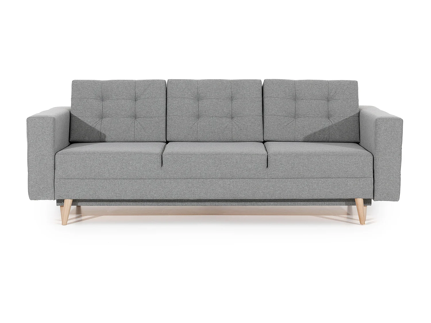 Canapé 3 places convertible matelassé tissu rose clair Anska 235cm