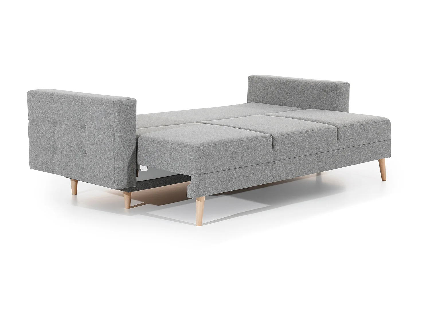 Canapé 3 places convertible matelassé tissu rose clair Anska 235cm