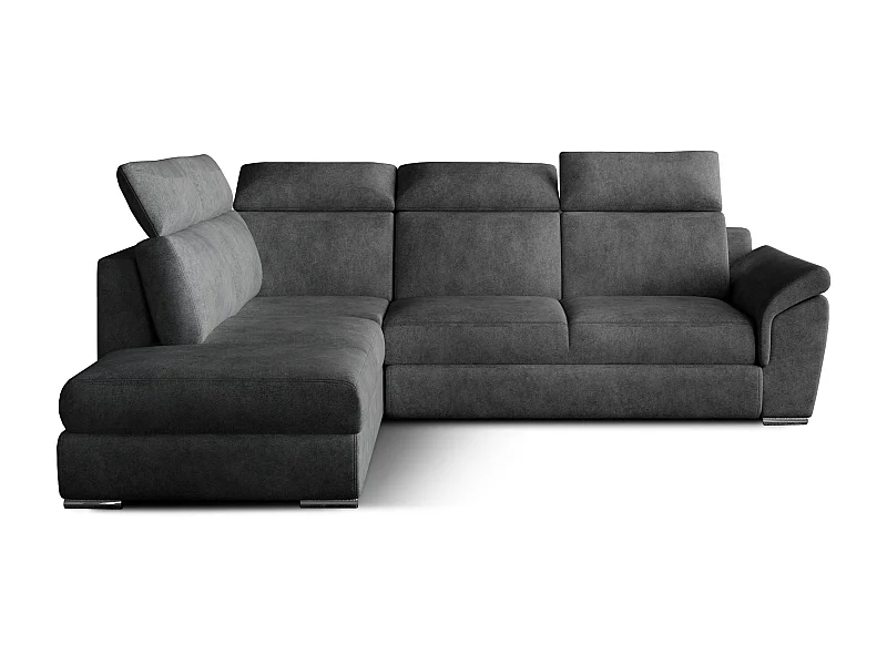 Converteerbare hoekbank links in donkergrijze stof met verstelbare hoofdsteunen Kepita 260 cm