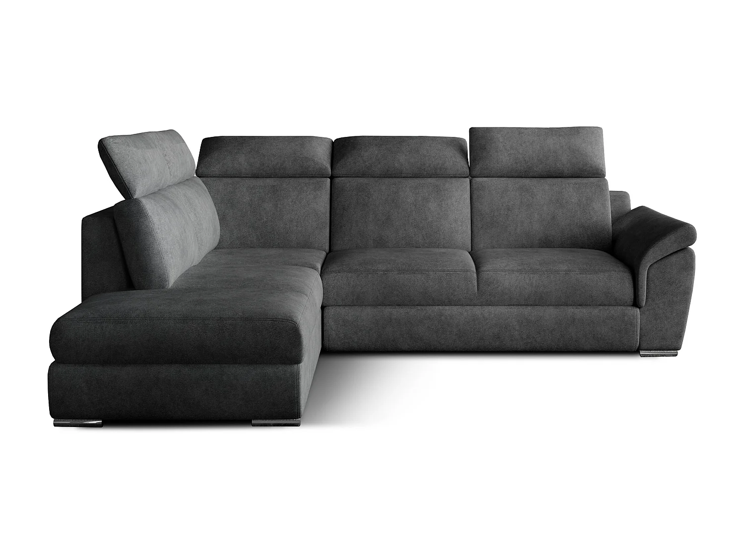 Converteerbare hoekbank links in donkergrijze stof met verstelbare hoofdsteunen Kepita 260 cm