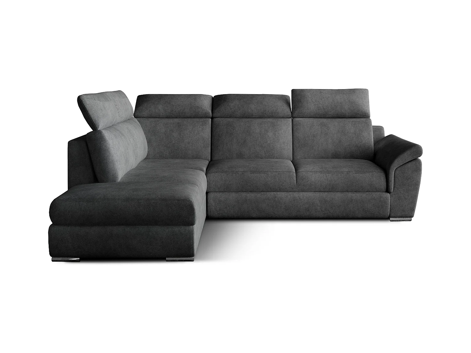 Canapé angle gauche convertible tissu gris foncé avec appuis-tête réglables Kepita 260cm