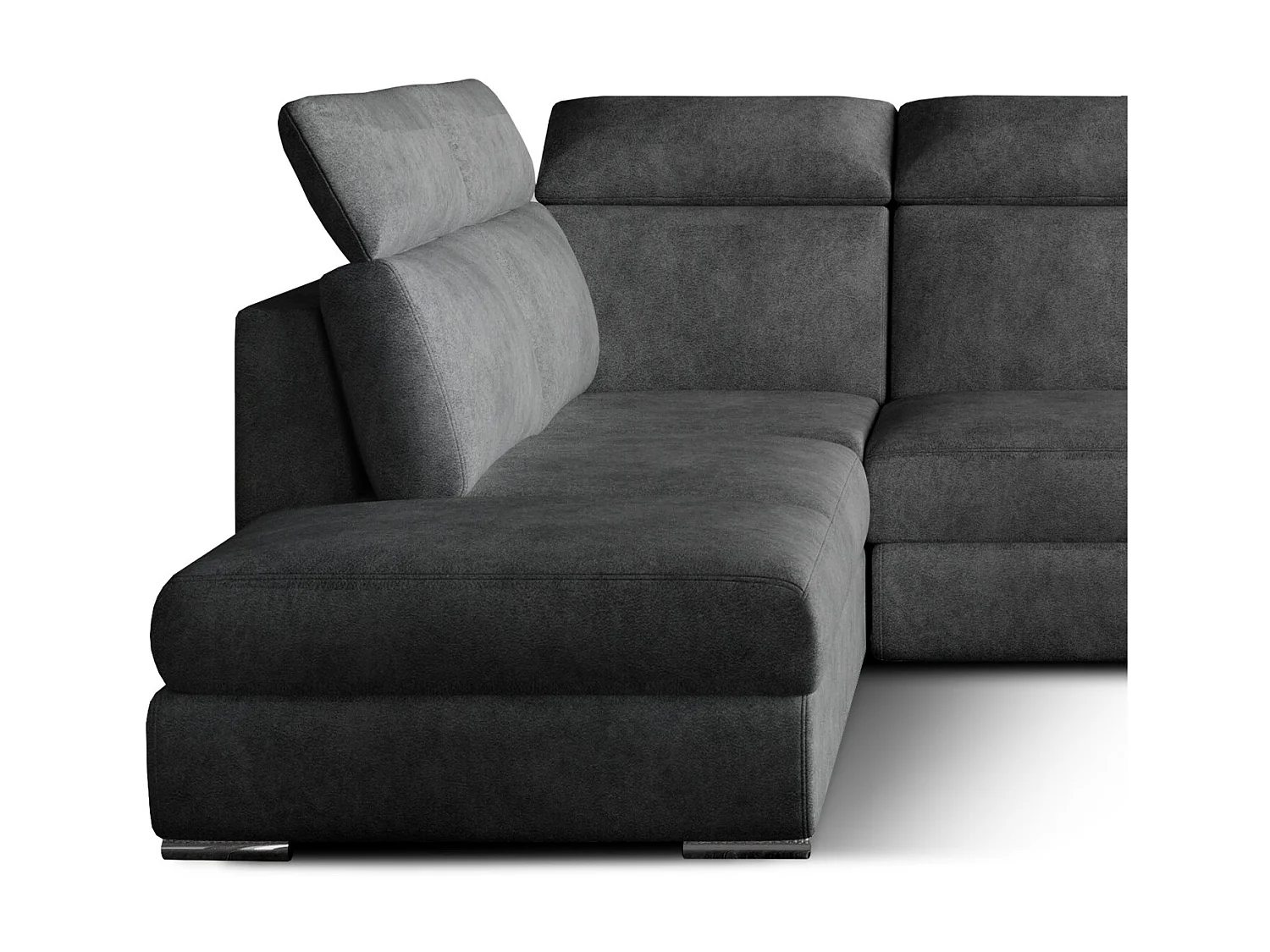 Canapé angle gauche convertible tissu gris foncé avec appuis-tête réglables Kepita 260cm