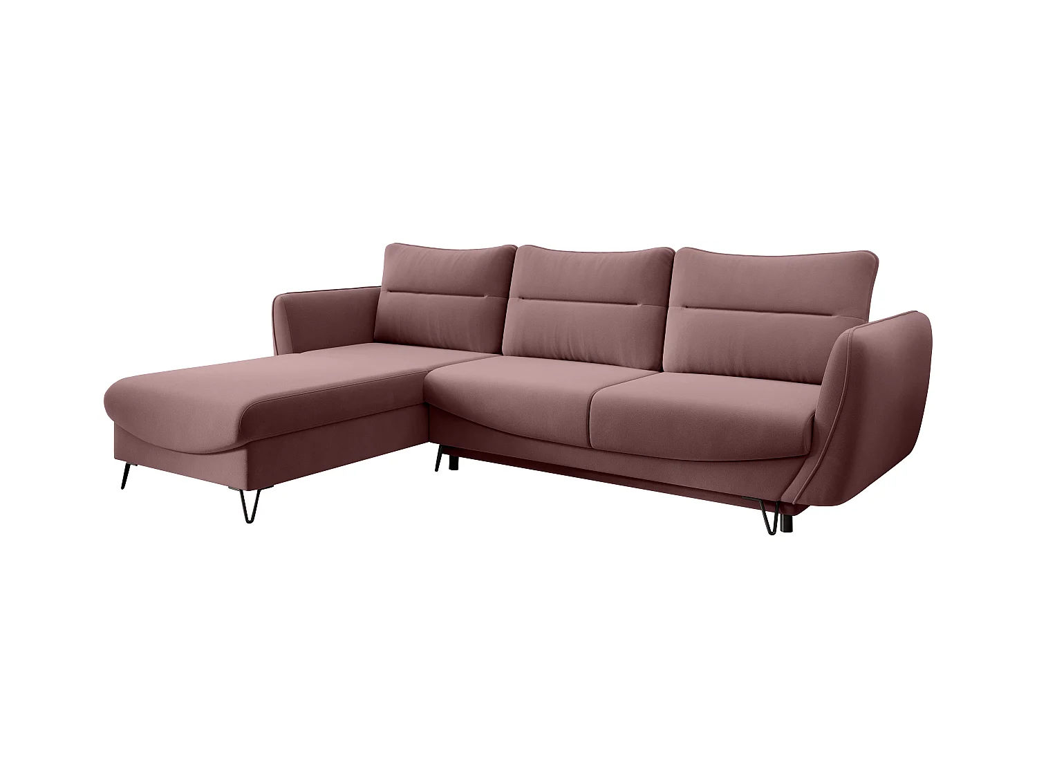 Canapé d'angle gauche convertible velours rose cuivré Zurik 276cm