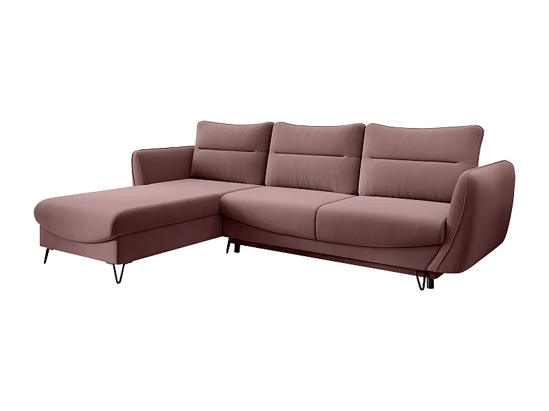 Canapé d'angle gauche convertible velours rose cuivré Zurik 276cm