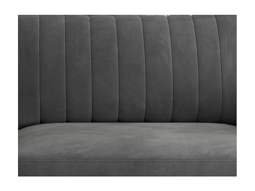Canapé convertible design 3-4 places velours gris foncé et pieds acier chromé Eliza 250cm