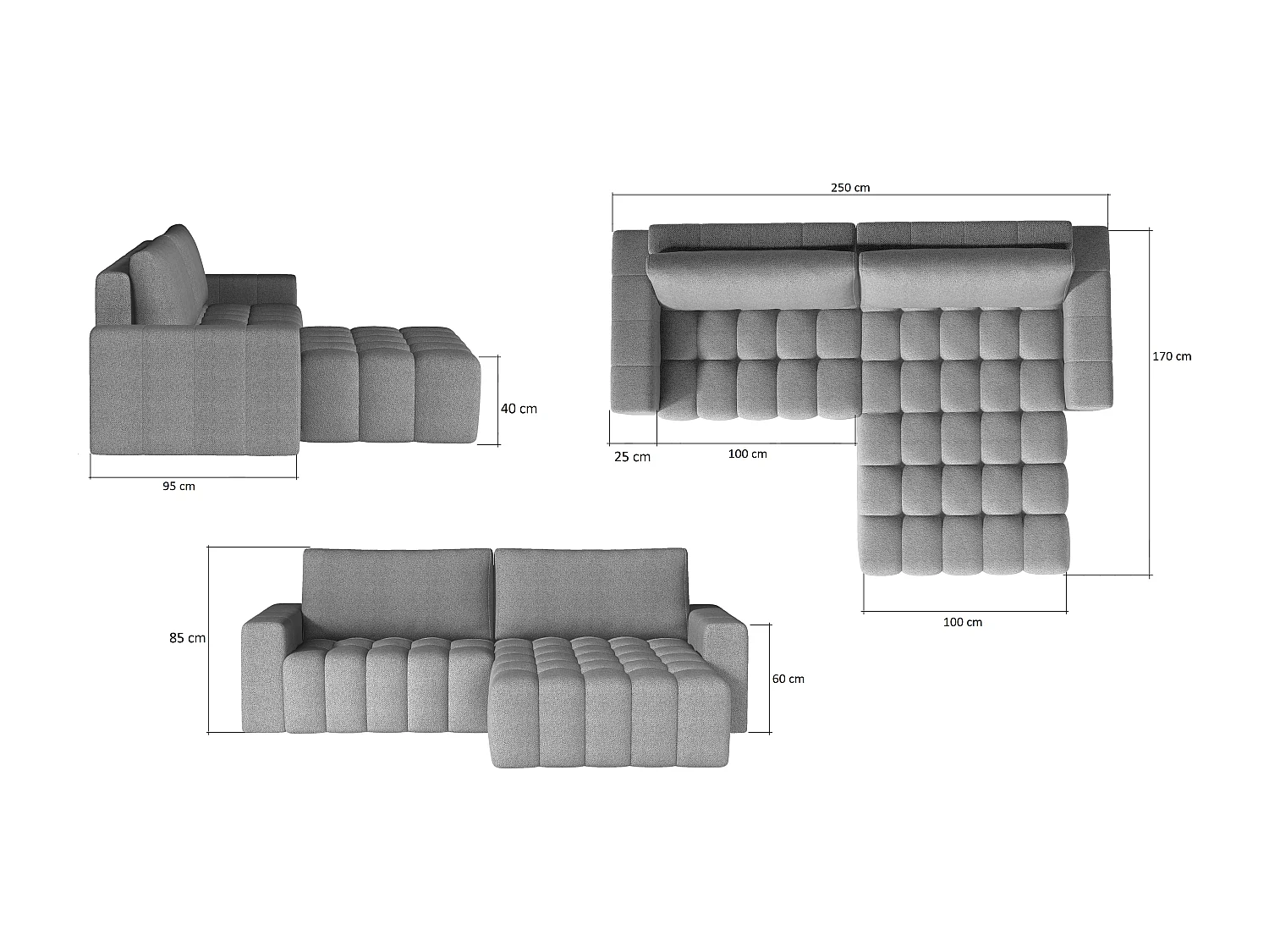 Canapé d’angle velours capitonné BOZEN – Convertible et rangement-Bordeaux-angle droit