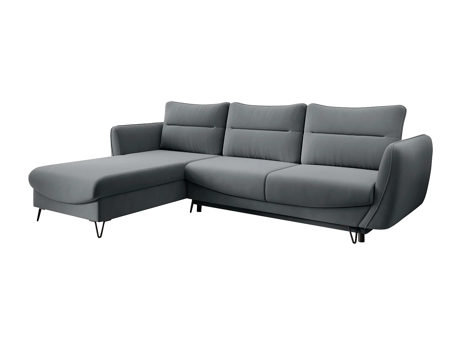 Canapé d'angle gauche convertible velours gris Zurik 276cm