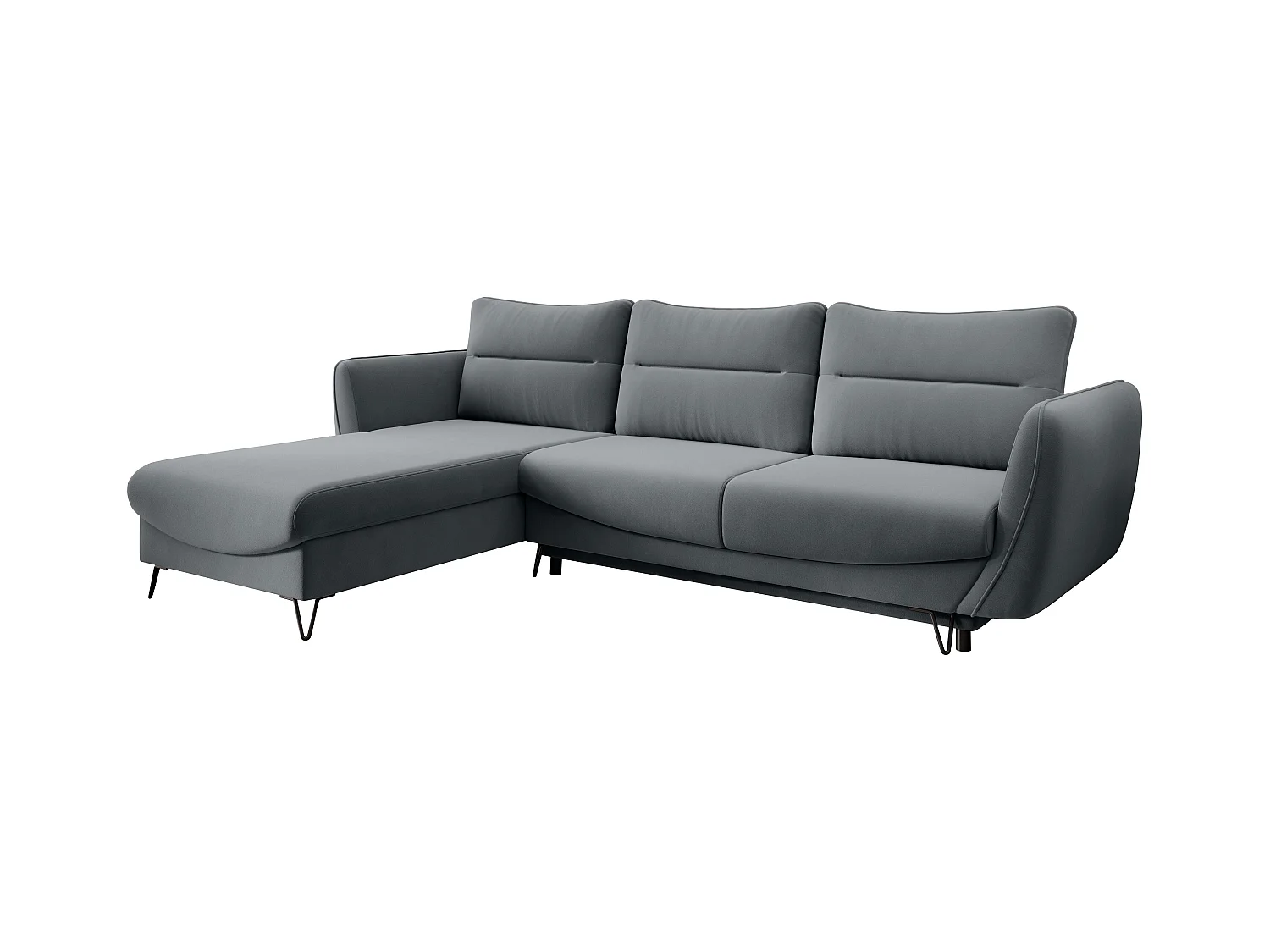 Canapé d'angle gauche convertible velours gris Zurik 276cm
