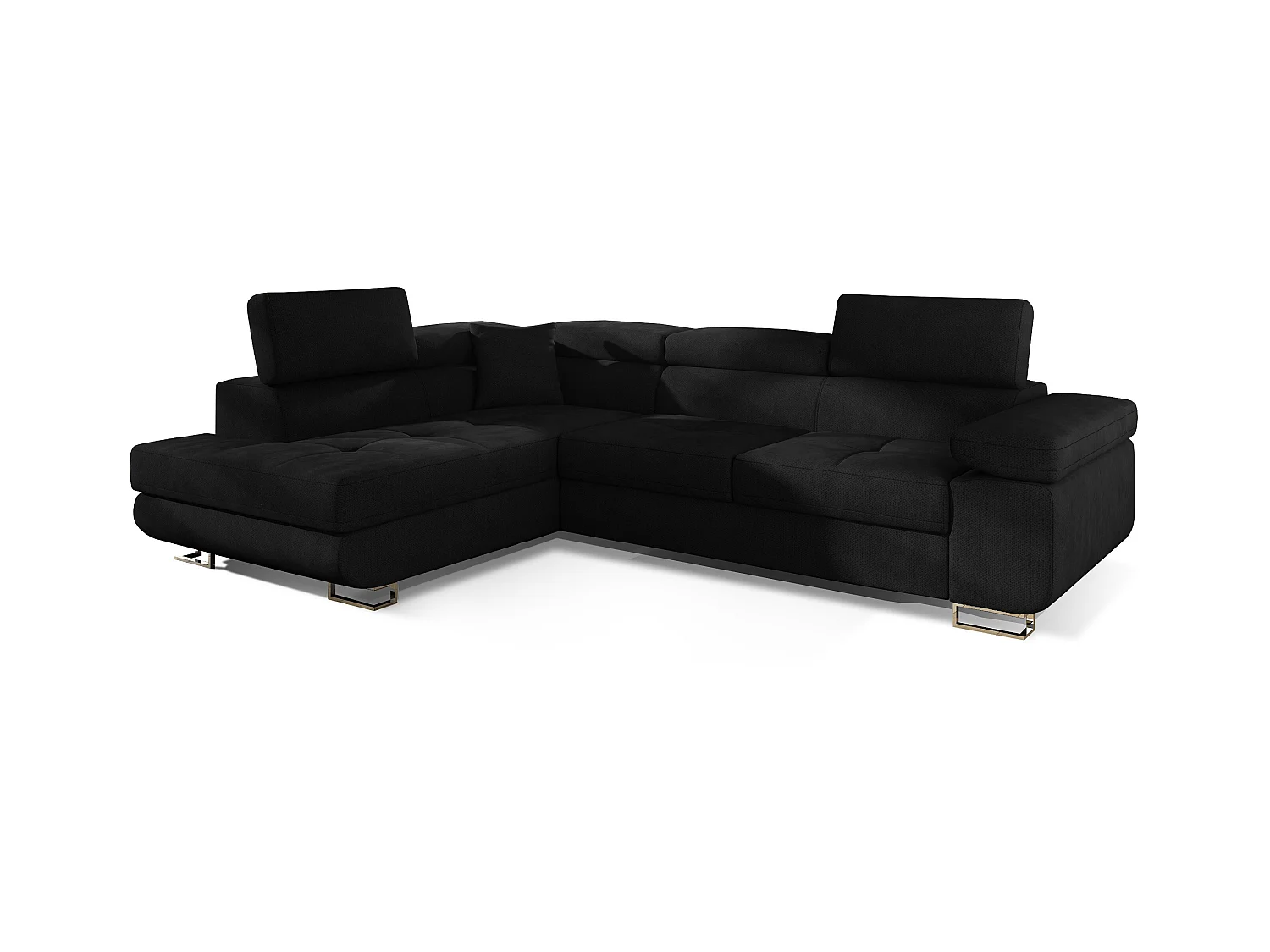 Canapé d'angle gauche convertible tissu noir Marka 275cm