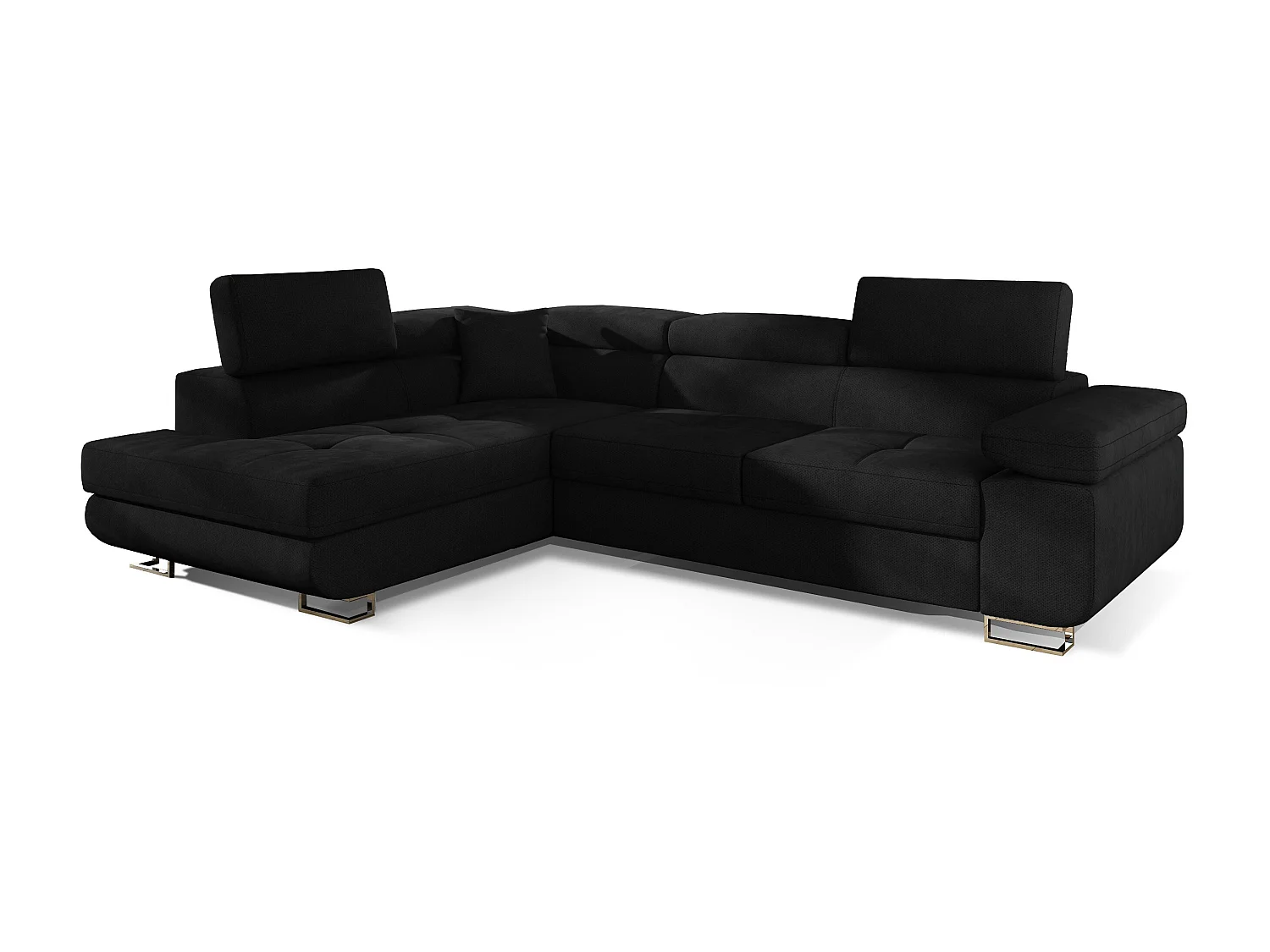 Canapé d'angle gauche convertible tissu noir Marka 275cm