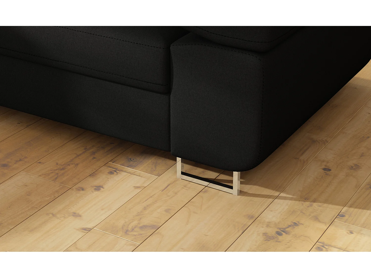 Canapé d'angle convertible tissu MARKA - Coffre et appuis-tête réglables-Noir-angle gauche