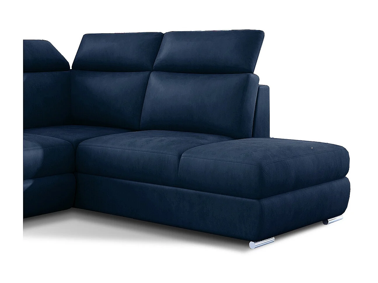 Canapé angle droit convertible velours bleu foncé avec appuis-tête réglables Kepita 260cm