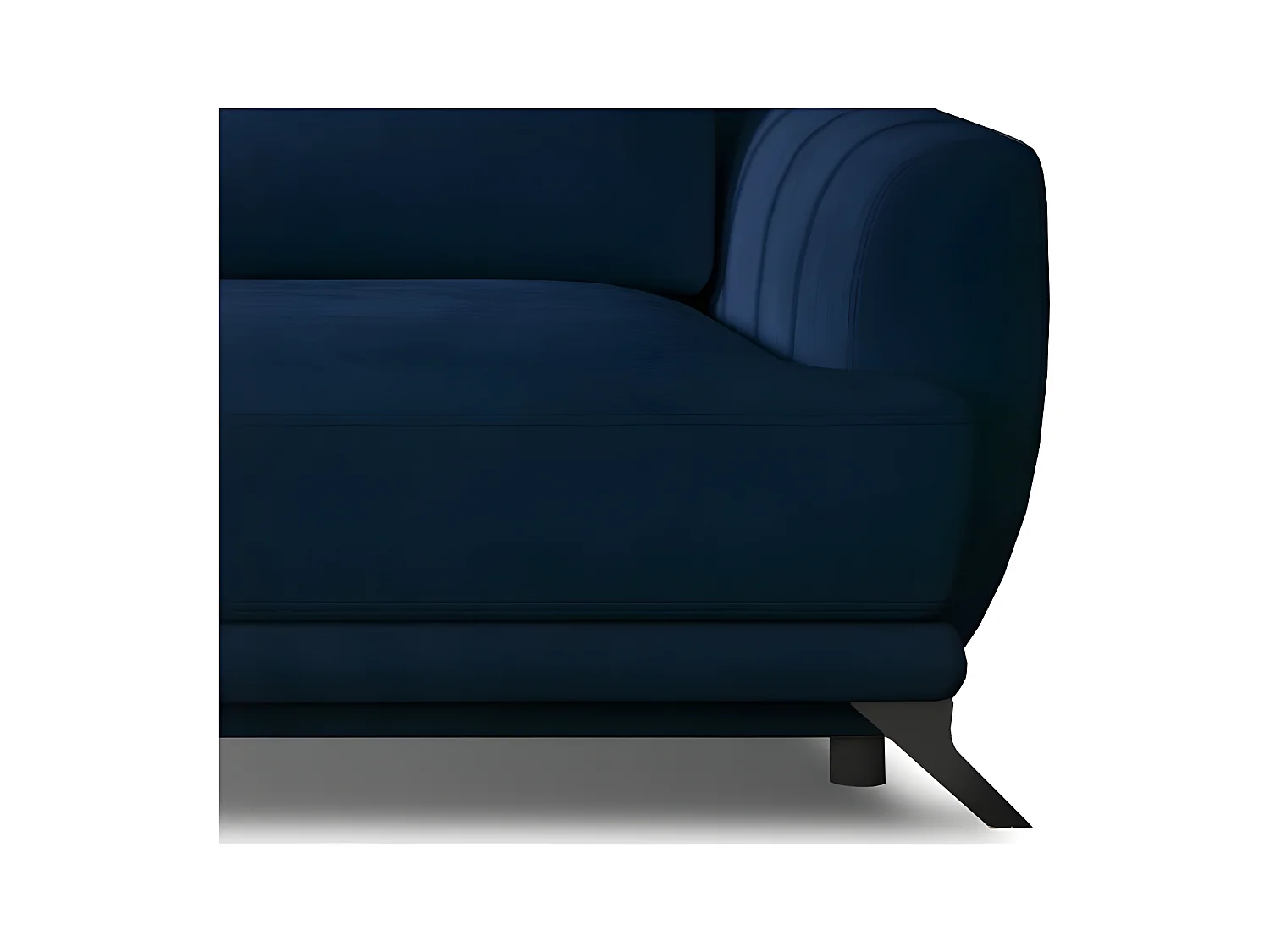 Canapé convertible 3-4 places velours bleu nuit et pieds métal noir Zora 250cm