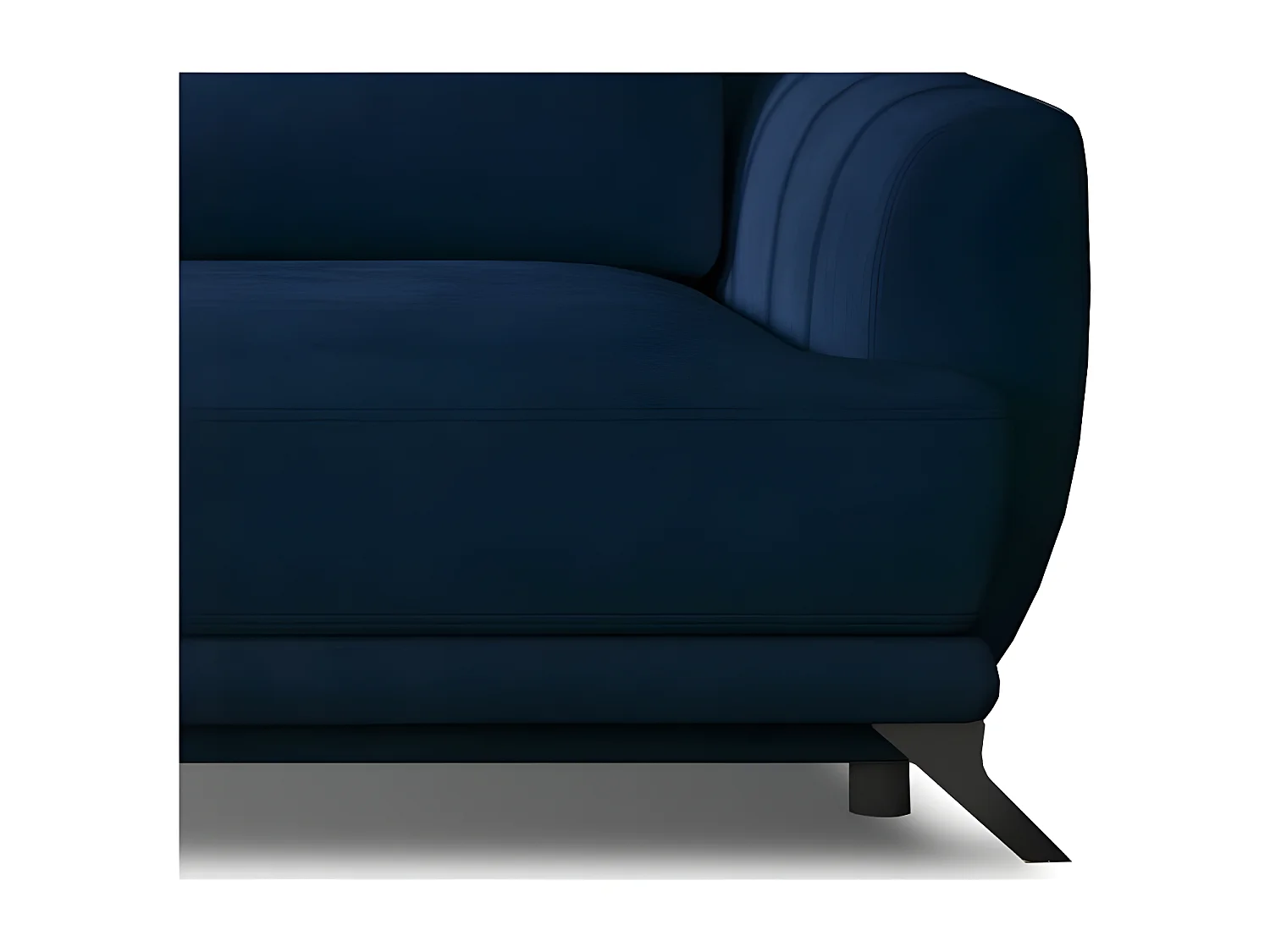 Canapé convertible 3-4 places velours bleu nuit et pieds métal noir Zora 250cm