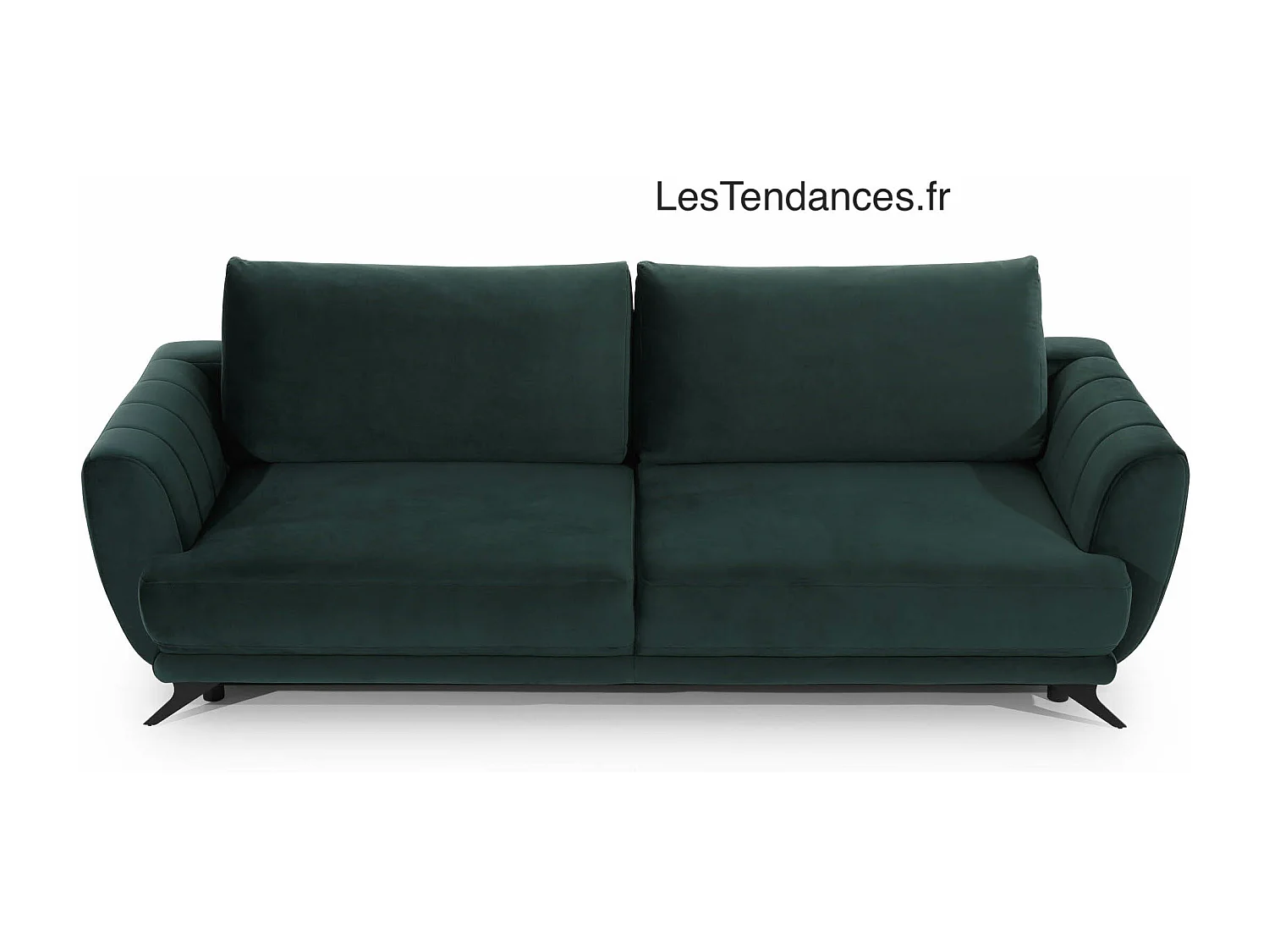 Canapé convertible 3-4 places velours bleu nuit et pieds métal noir Zora 250cm