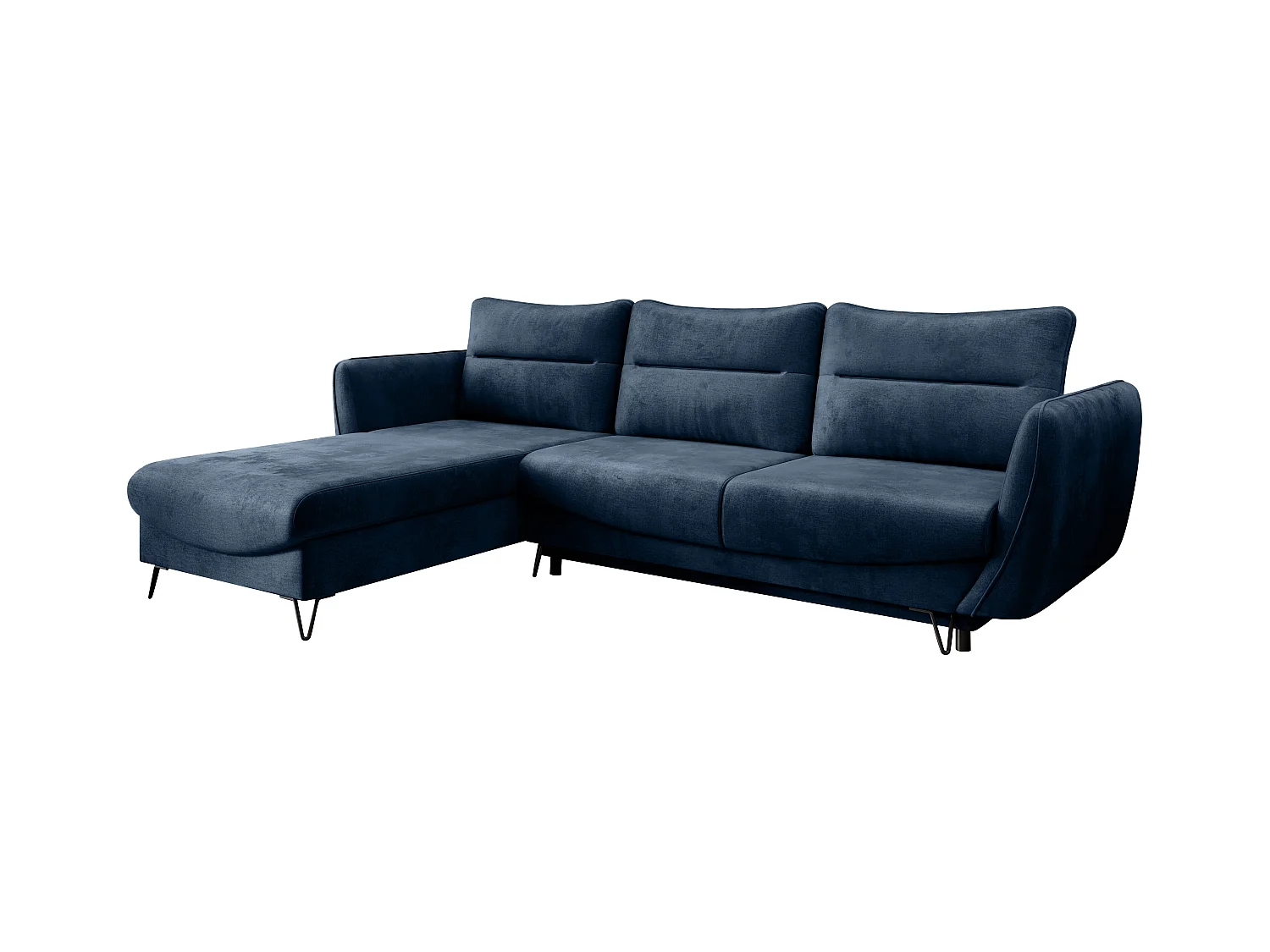 Canapé d'angle gauche convertible tissu doux bleu nuit Zurik 276cm
