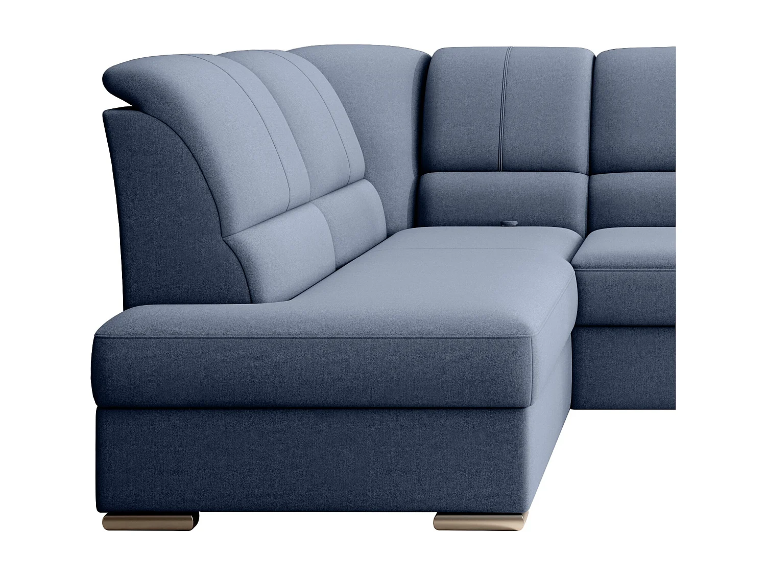 Converteerbare hoekbank links in blauwe stof en chroomstalen poten Zabor 270 cm