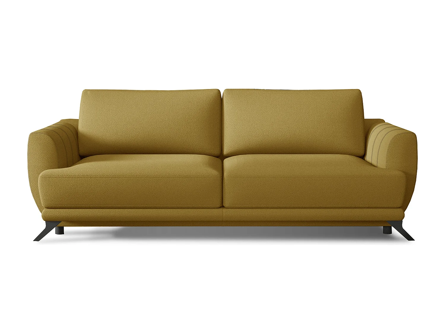Canapé convertible 3-4 places velours jaune ocre et pieds métal noir Zora 250cm