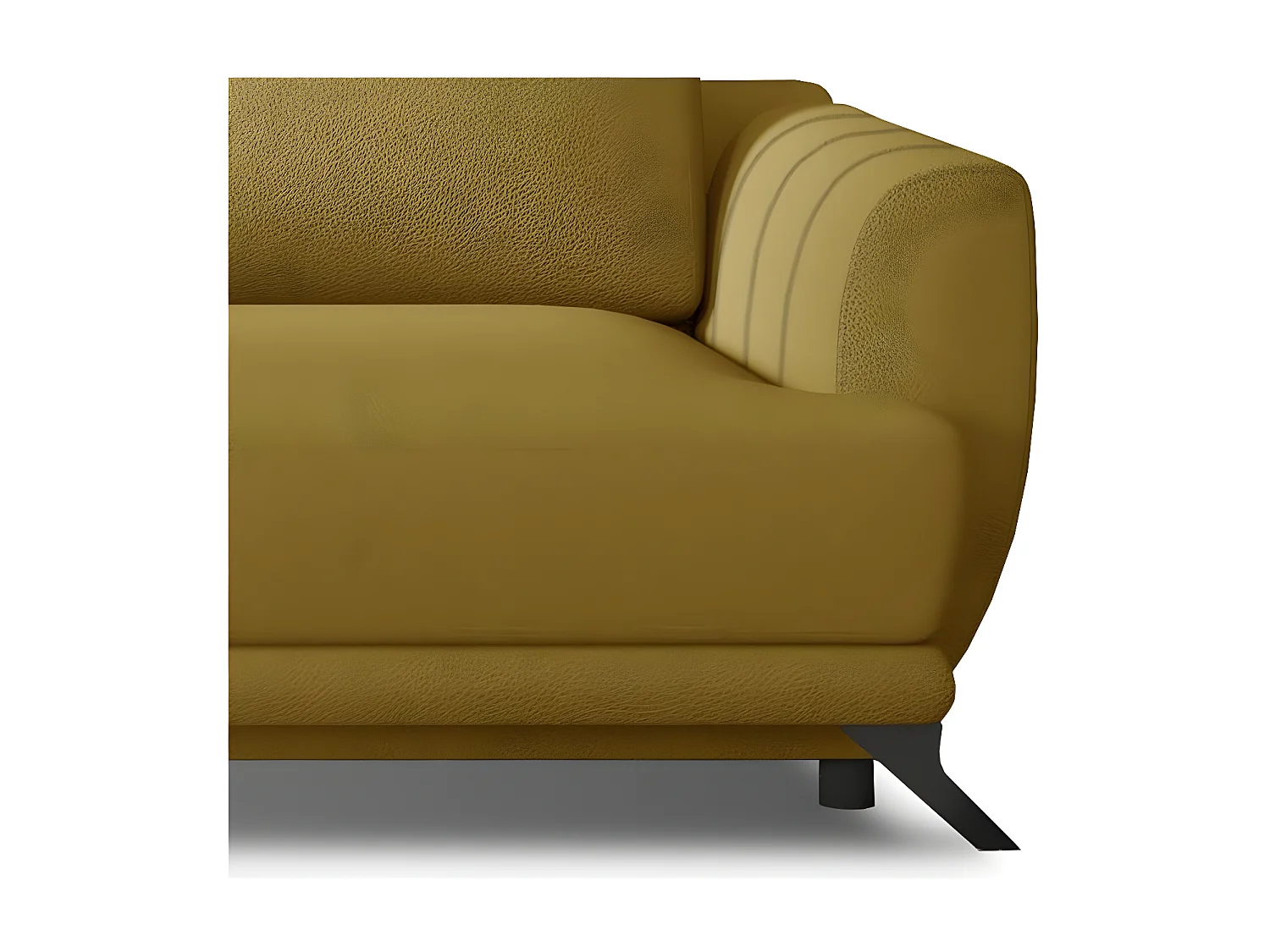 Canapé convertible 3-4 places velours jaune ocre et pieds métal noir Zora 250cm