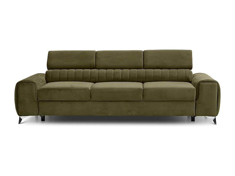 LOZA fluwelen slaapbank - Verstelbare hoofdsteunen en verchroomde stalen poten-Kleur Olijfgroen