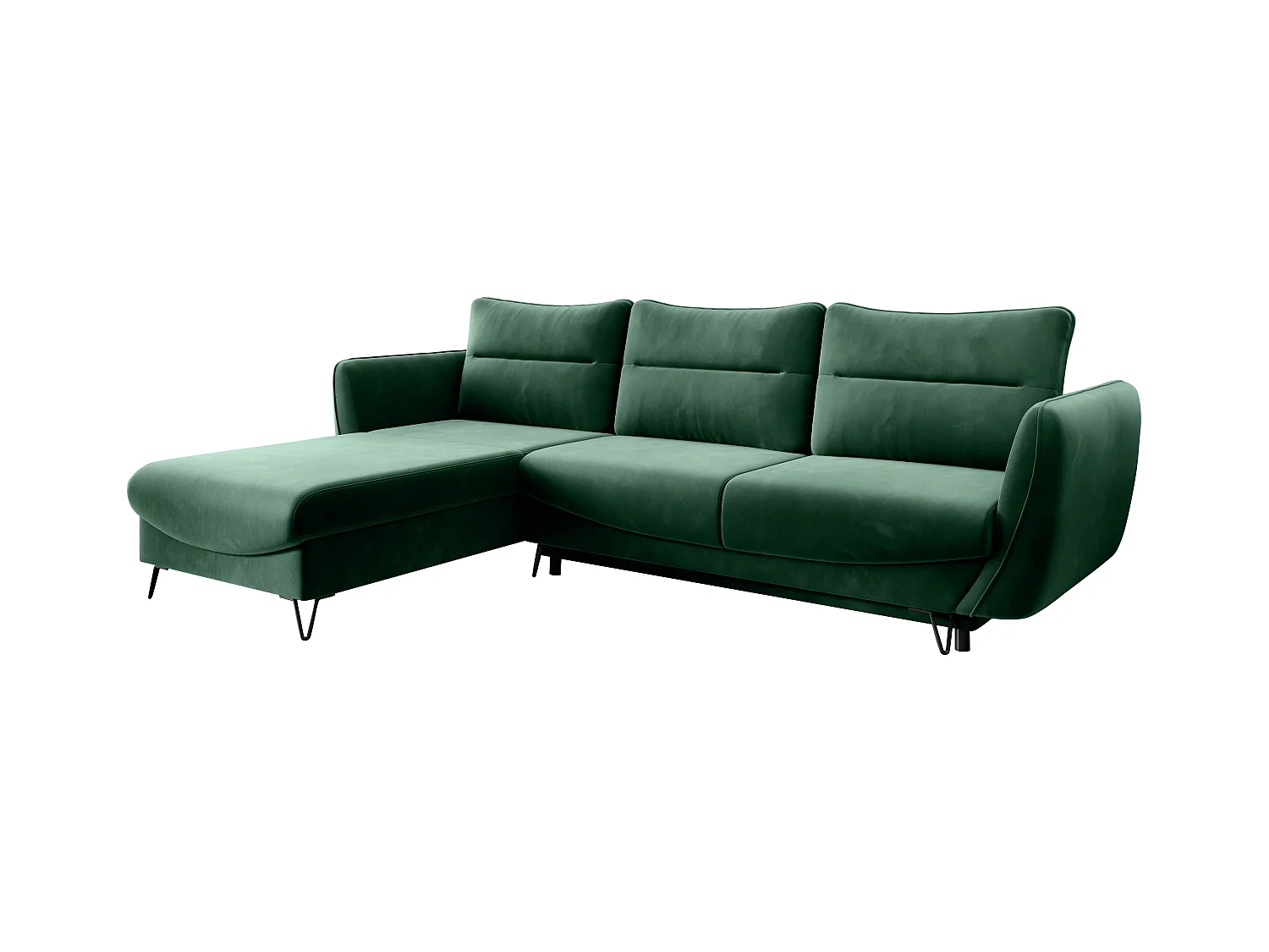 Canapé d'angle gauche convertible tissu vert foncé Zurik 276cm