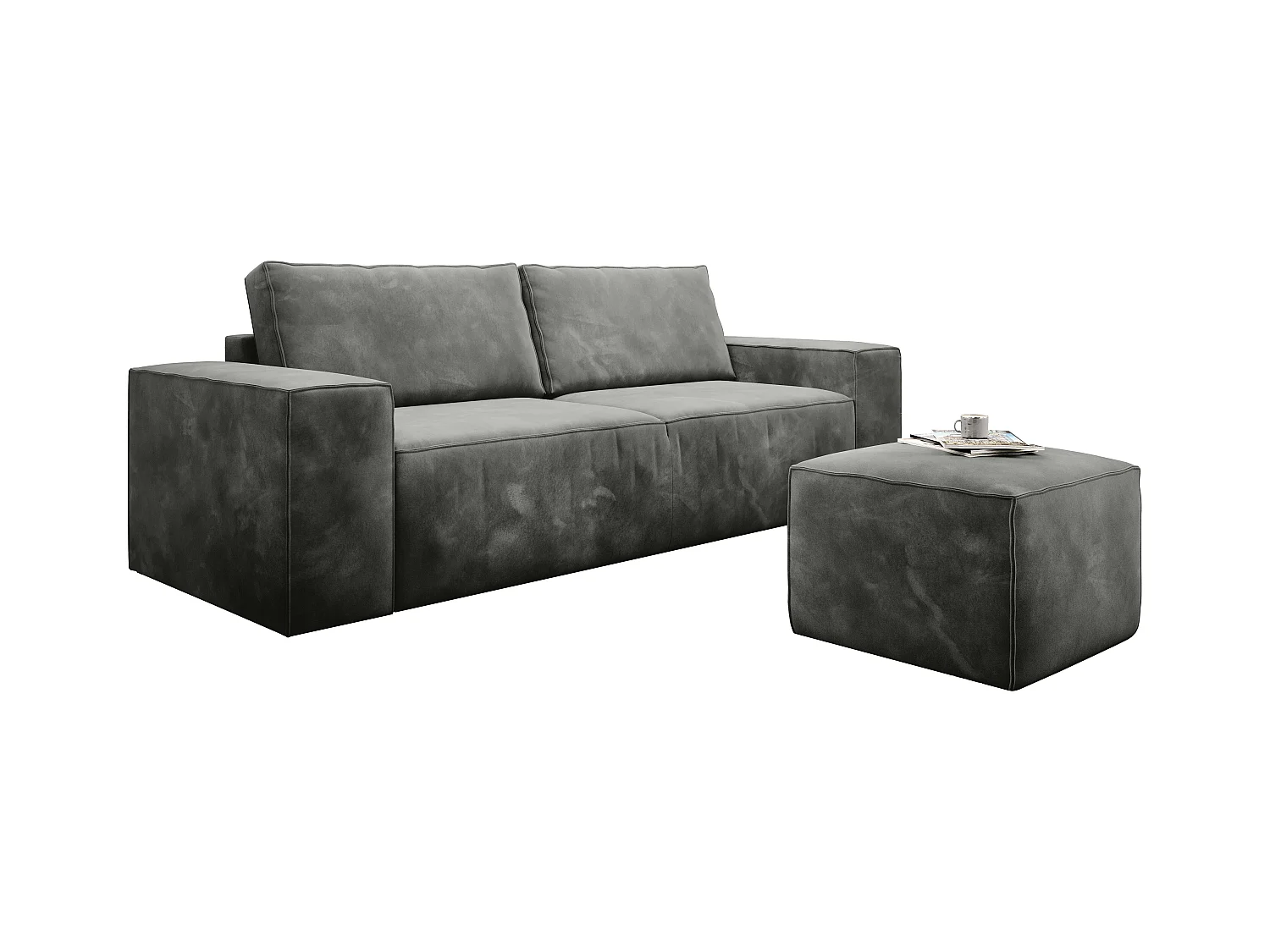 Canapé convertible 4 places velours marron meuse Willace 260cm