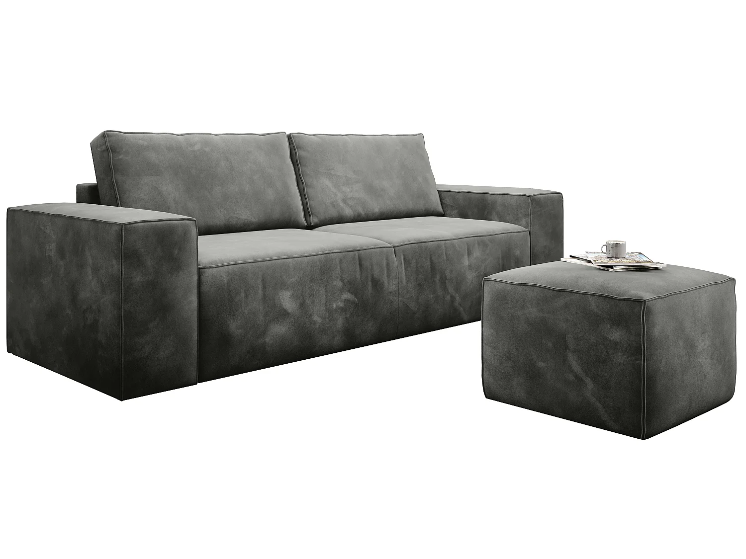 Grote WILACE fluwelen slaapbank - Modern en elegant comfort-Kleur Taupe grijs