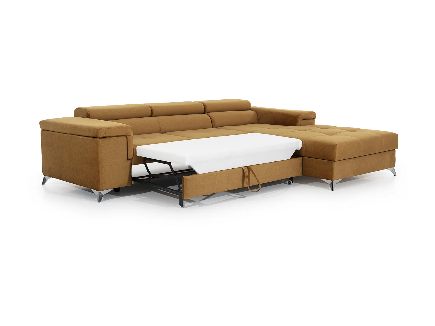 Fluwelen converteerbare hoekbank met verstelbare hoofdsteunen Rikaro 280 cm-Kleur -juiste hoek