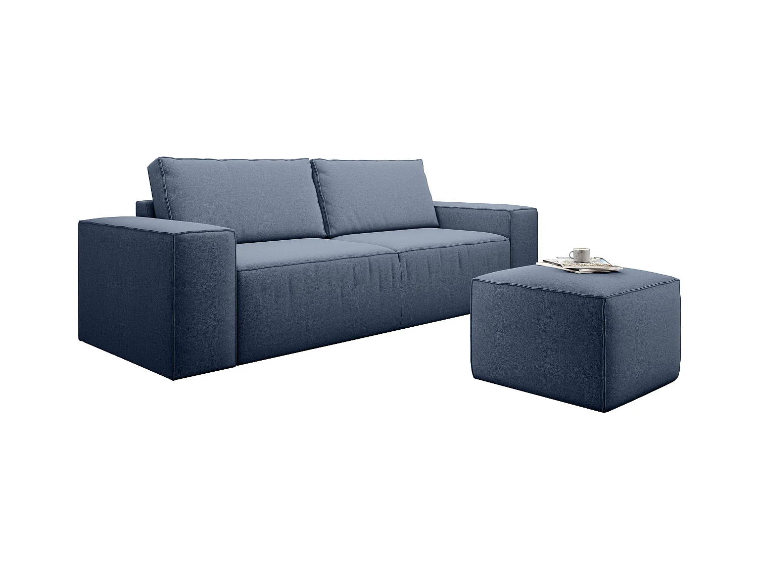 Canapé convertible 4 places tissu bleu clair Willace 260cm