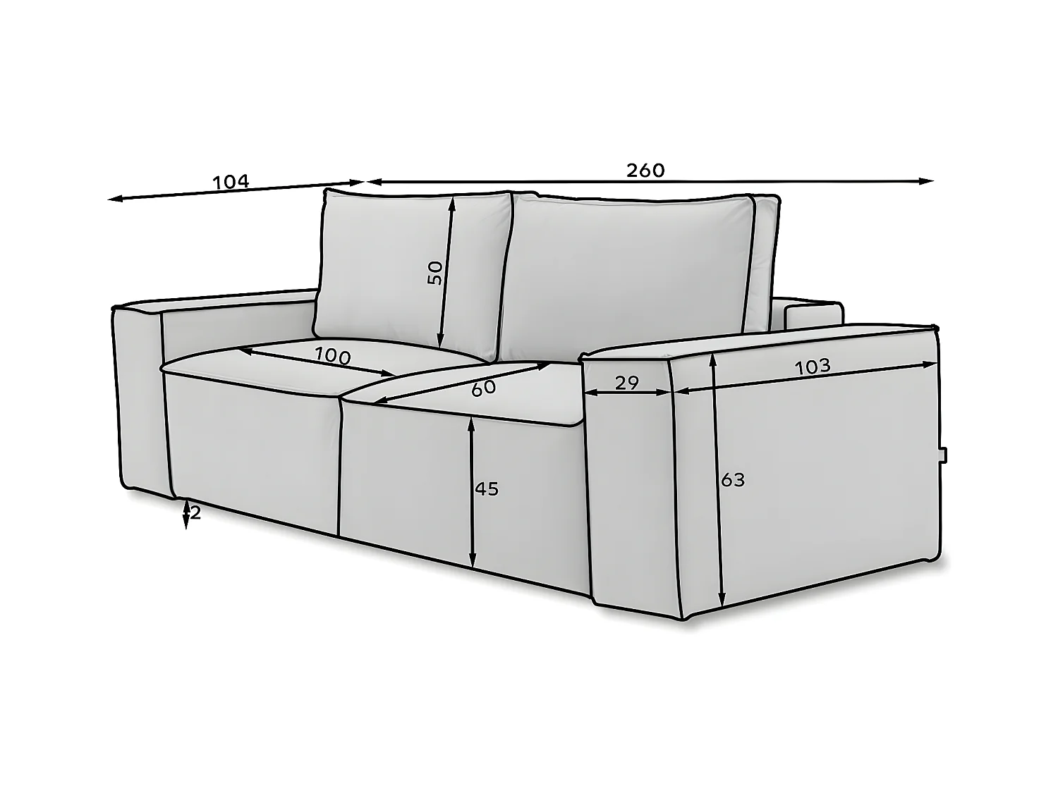 Canapé convertible 4 places tissu bleu turquin Willace 260cm