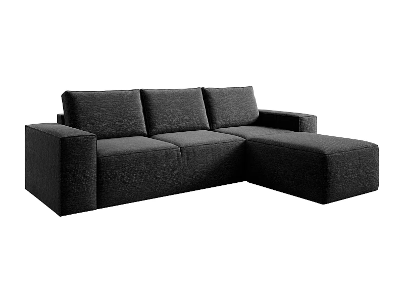Canapé d'angle droit convertible moderne tissu gris foncé chiné Willace 302cm