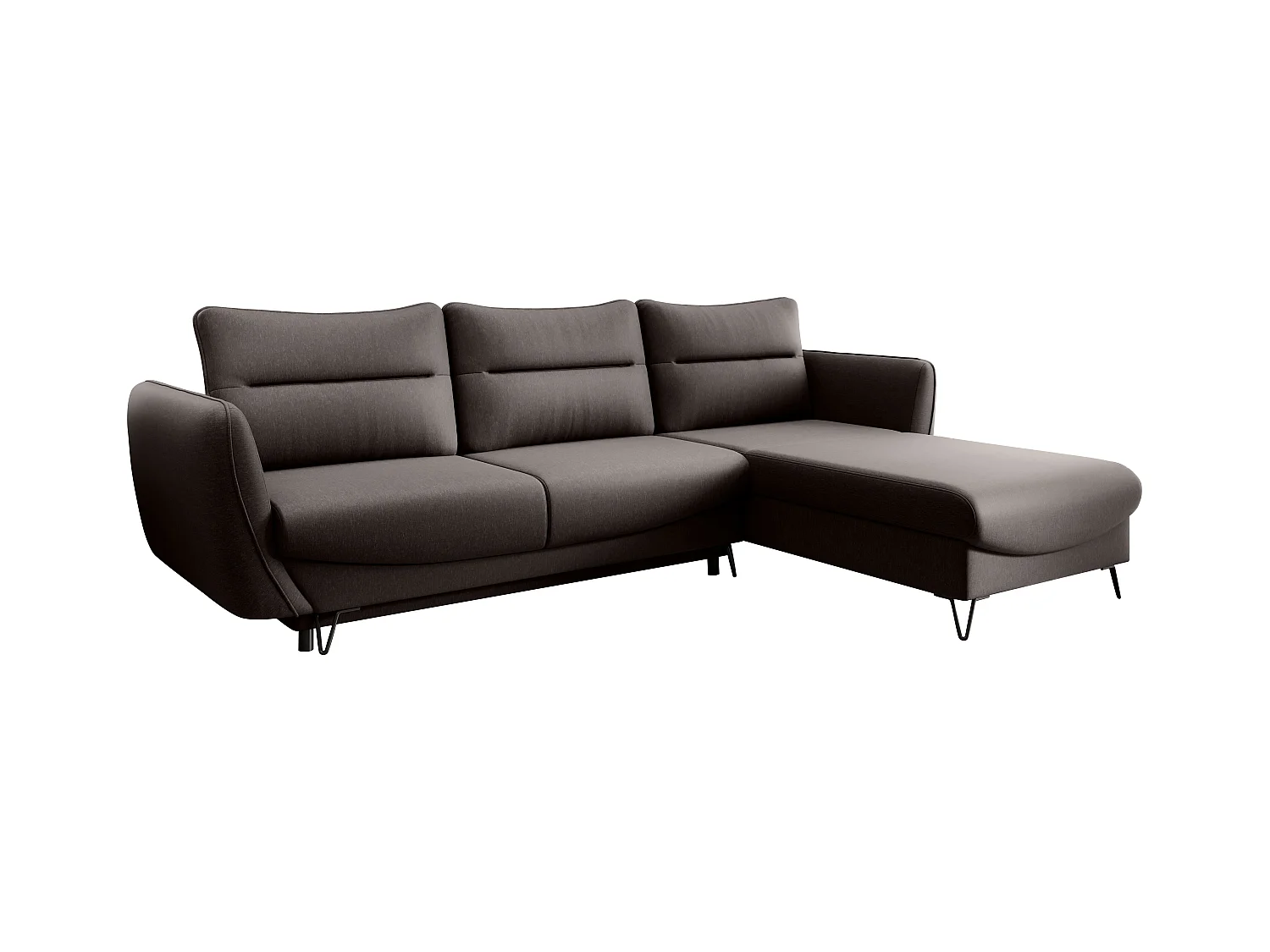 Canapé d'angle droit convertible tissu chocolat Zurik 276cm