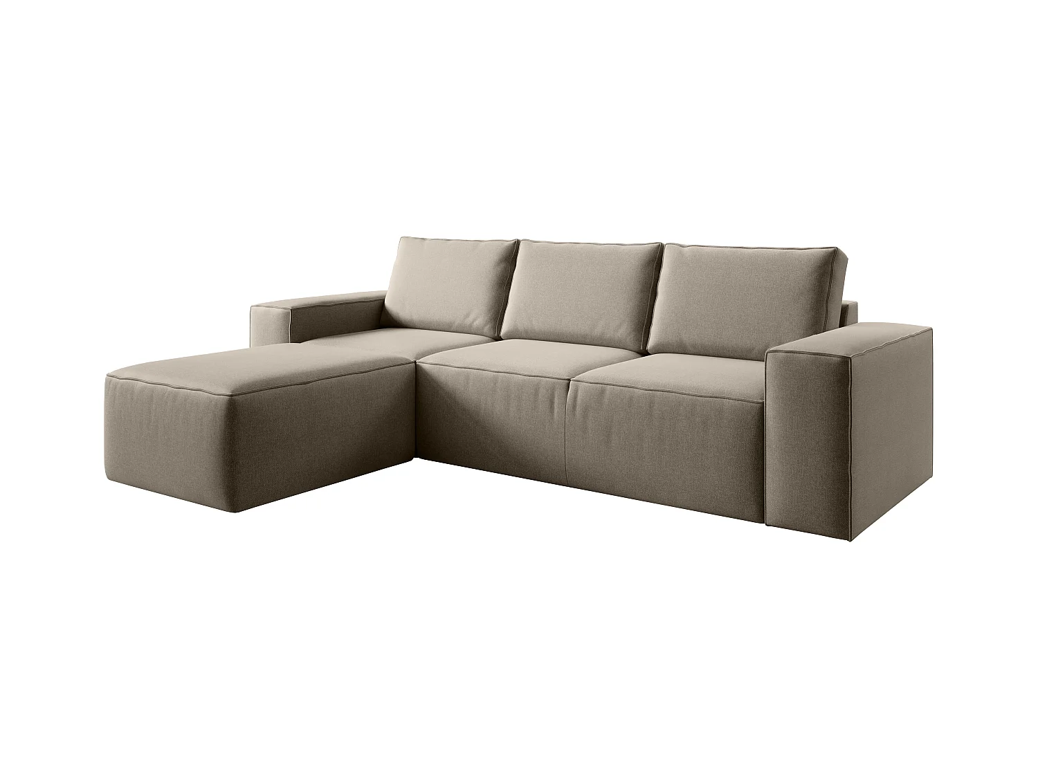 Canapé d'angle gauche convertible moderne tissu beige foncé Willace 302cm