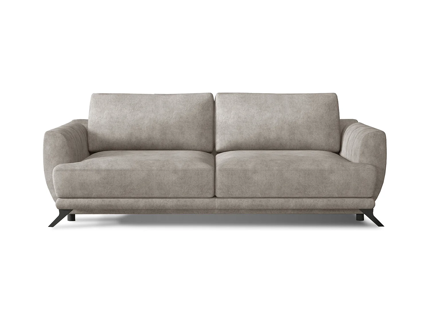 Canapé convertible 3-4 places tissu beige clair et pieds métal noir Zora 250cm