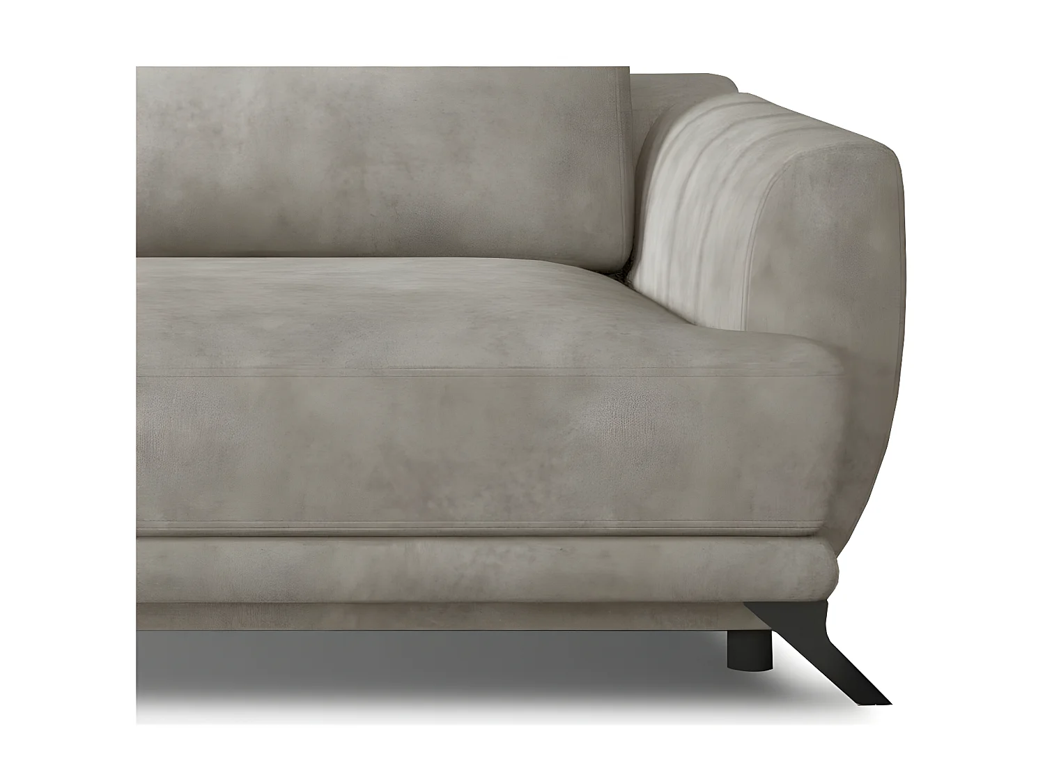 Canapé convertible 3-4 places tissu beige clair et pieds métal noir Zora 250cm