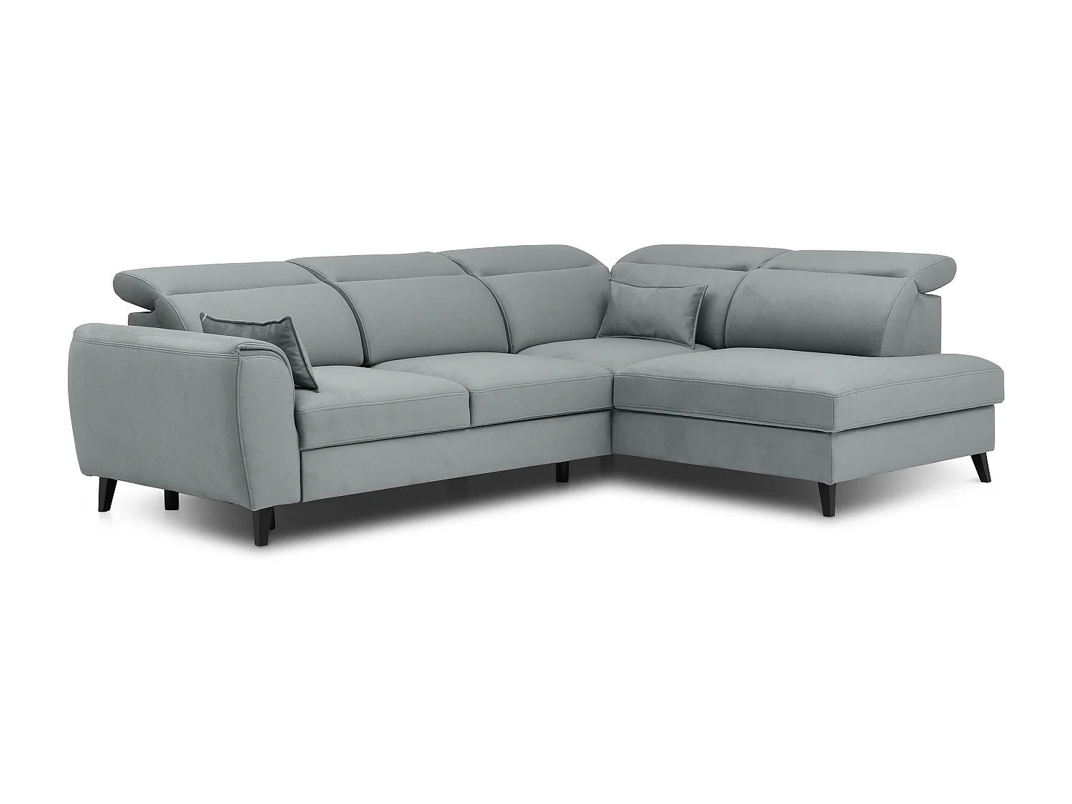 Canapé d'angle droit convertible tissu gris bleuté Noblesse 255cm