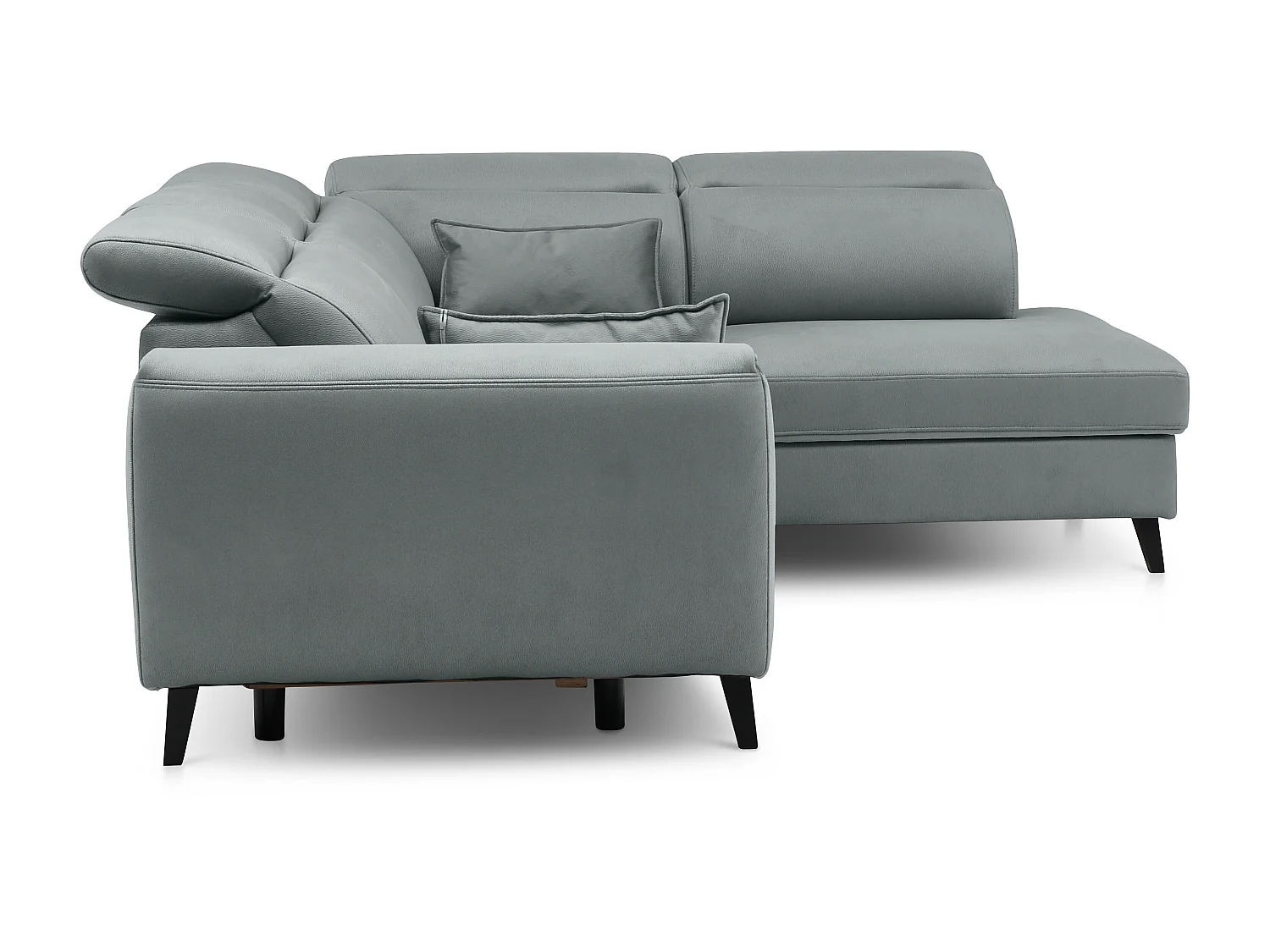 Canapé d'angle droit convertible tissu gris bleuté Noblesse 255cm