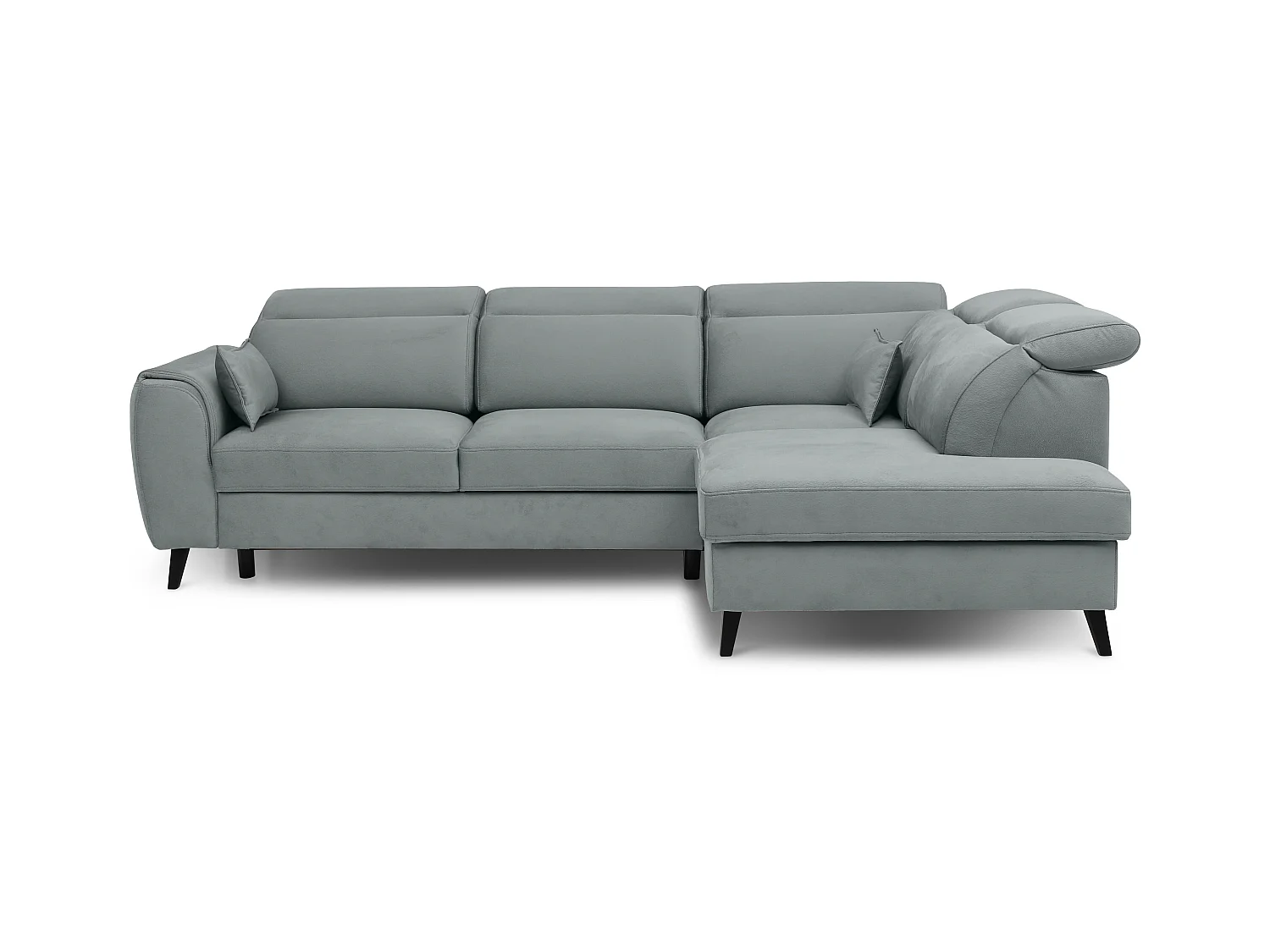 Canapé d'angle droit convertible tissu gris bleuté Noblesse 255cm