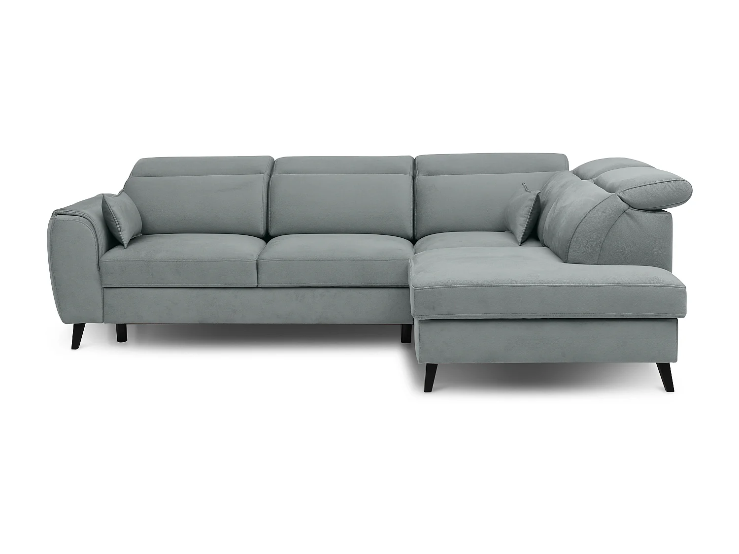 Canapé d'angle droit convertible tissu gris bleuté Noblesse 255cm