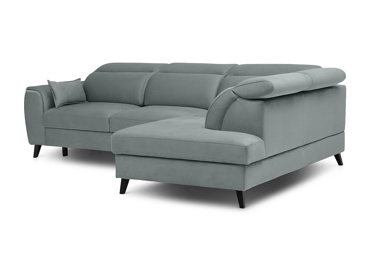 Canapé d'angle droit convertible tissu gris bleuté Noblesse 255cm