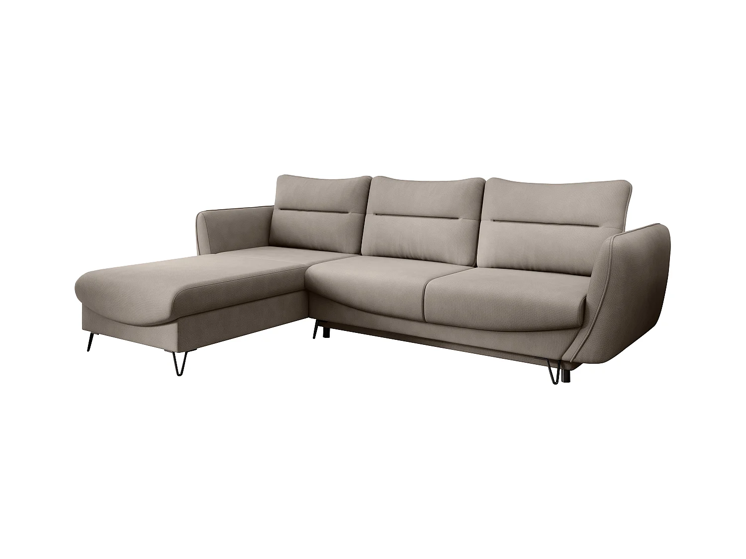 Canapé d'angle gauche convertible tissu beige clair Zurik 276cm