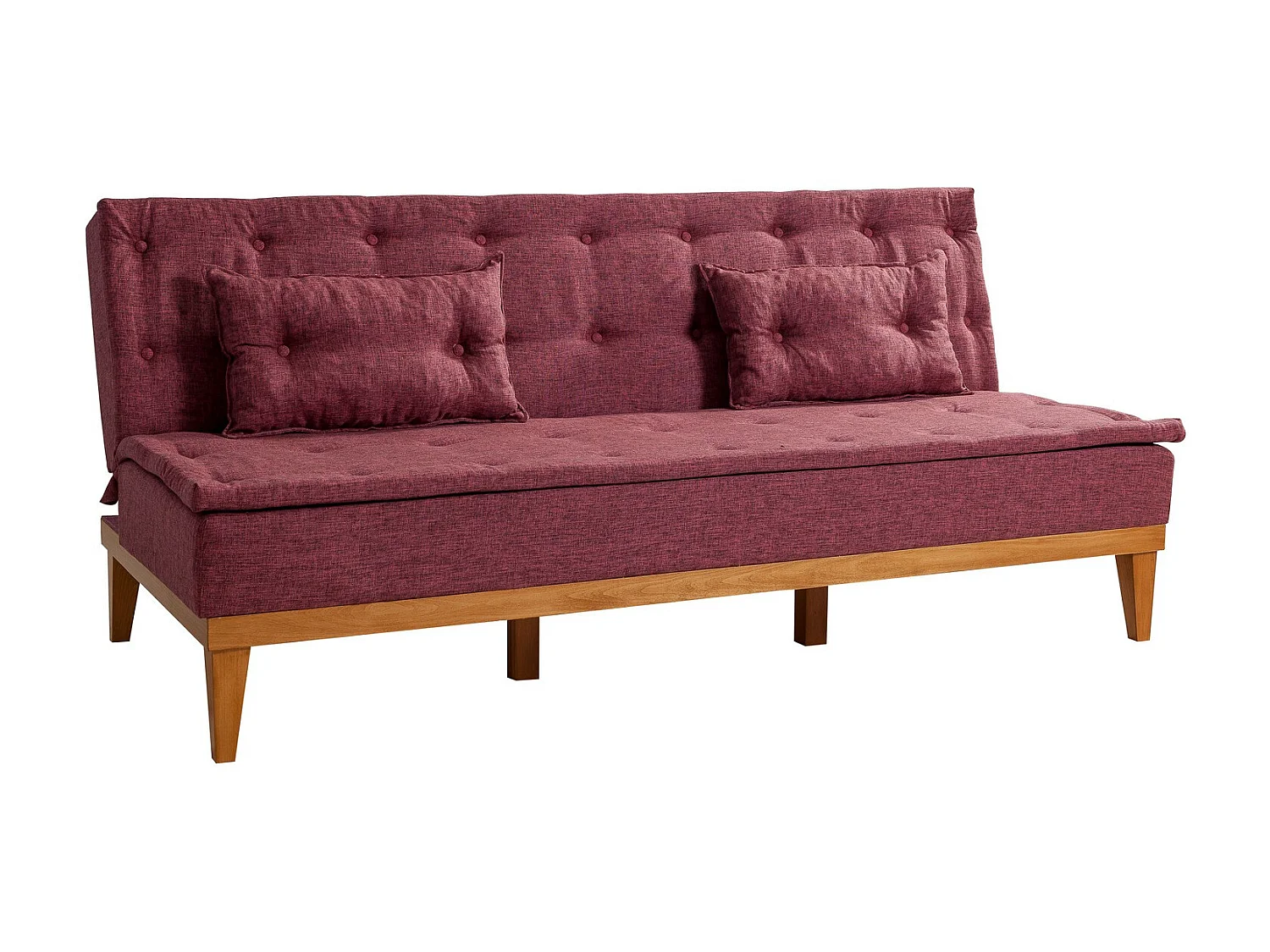Canapé lit clic clac 3 places tissu bordeaux Sporka 180cm