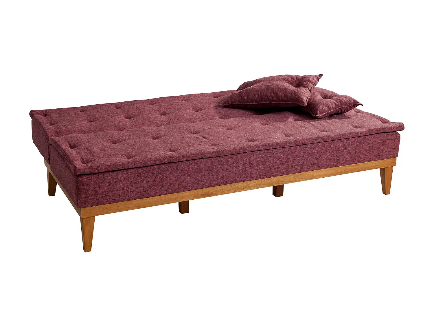 Canapé lit clic clac 3 places tissu bordeaux Sporka 180cm