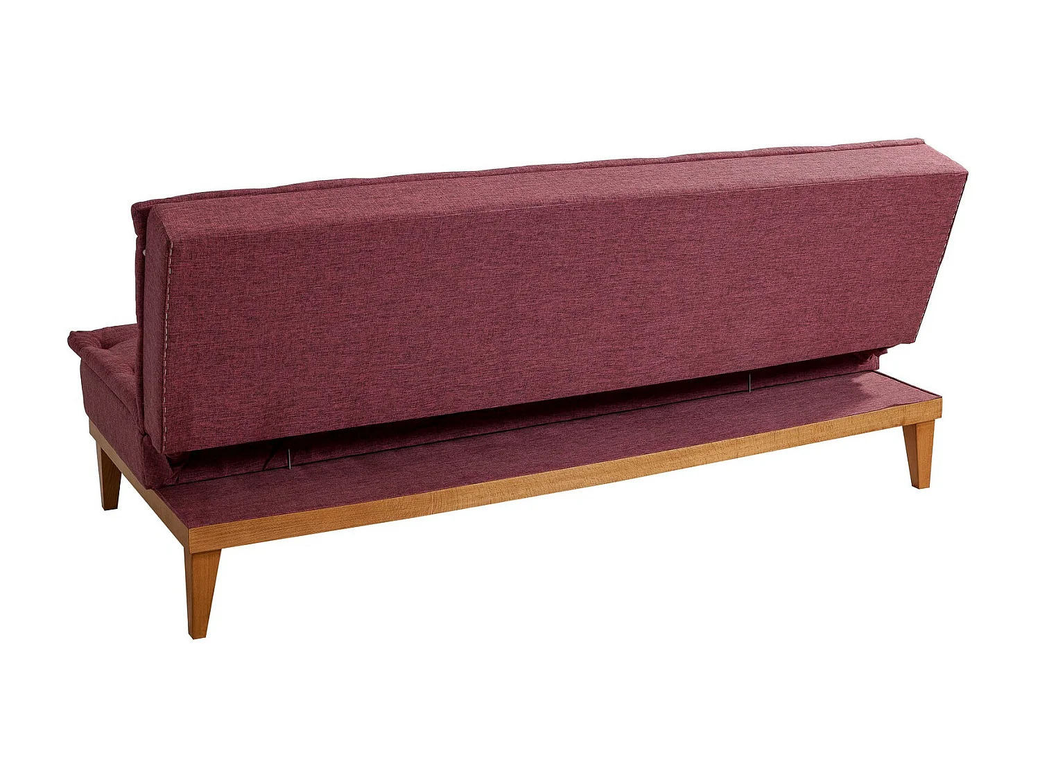 Canapé lit clic clac 3 places tissu bordeaux Sporka 180cm