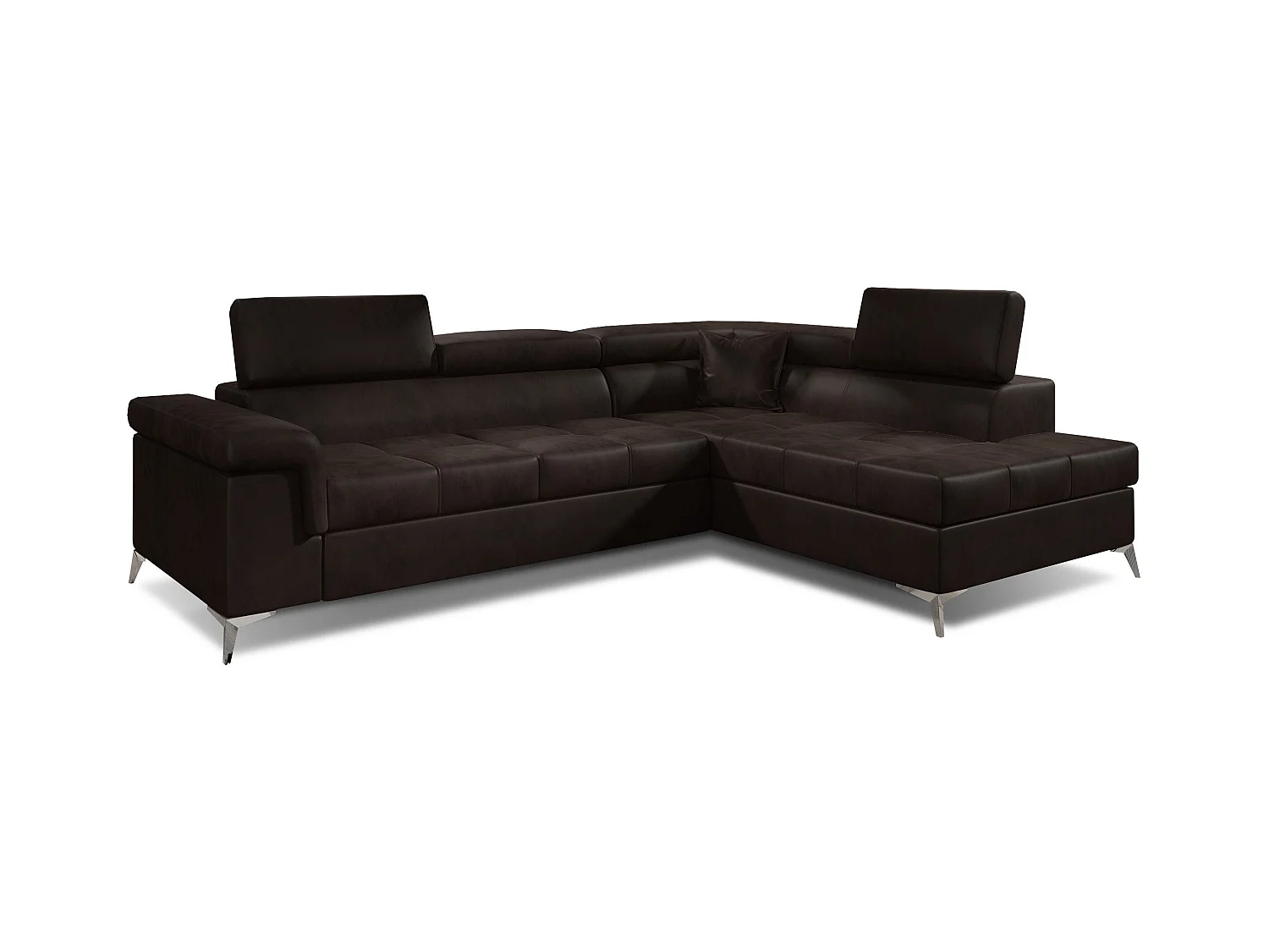 Canapé d'angle droit convertible velours marron foncé Marido 275cm